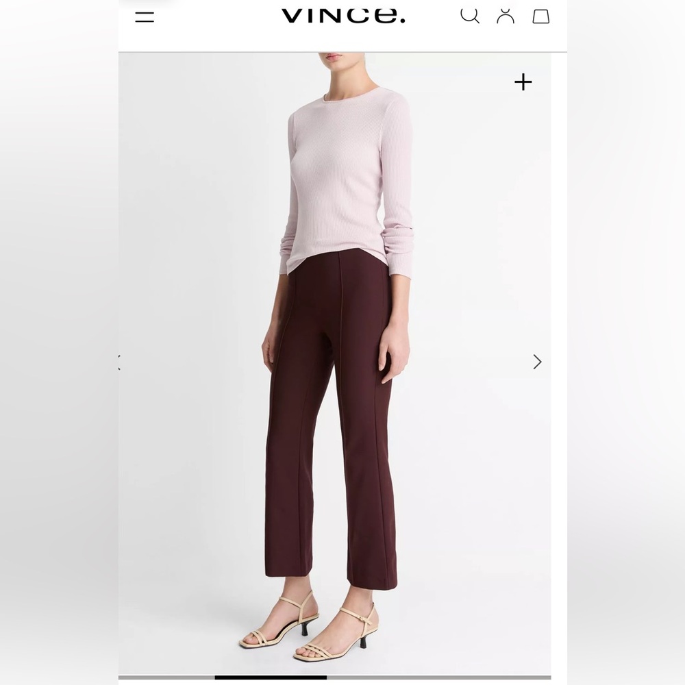 Vince Niki Mid-Rise Pintuck Crop Flare Pant Size XS - Picture 6 of 10